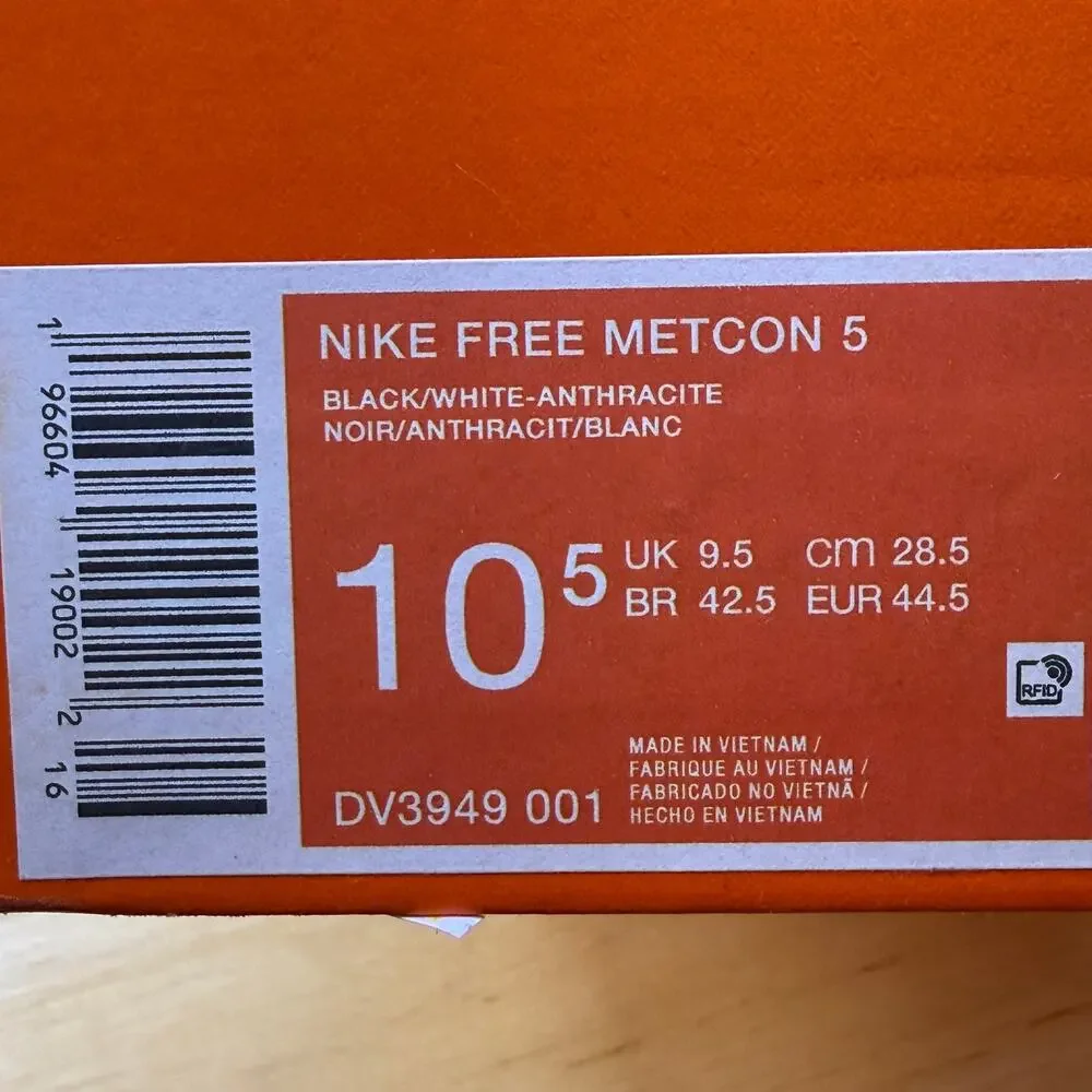Nike Free Metcon 5 Black White Workout Shoes DV3949-001 Men’s Size 10.5 NEW